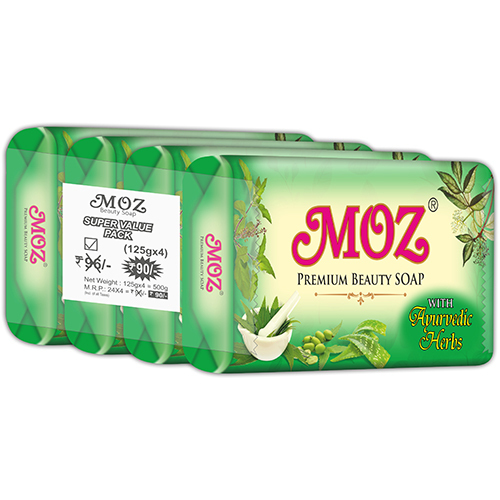 Moz Bath Soap - Solid Herbal Composition, 125 Gm | High Quality Ayurvedic Ingredients, Medicated Formula