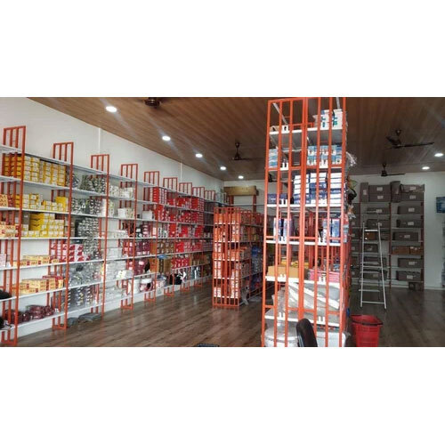 SS Supermarket Display Rack - 3x7 ft, 6 Layers | Custom Color, Powder Coated, Ideal for Hardware Shops and Warehouses