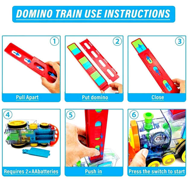 Funny Automatic Train Set - High-quality Plastic, 26x14x18 Cm | Realistic Sounds, Flashing Lights, Domino Racing Feature, Ideal Gift For Ages 3 And Up