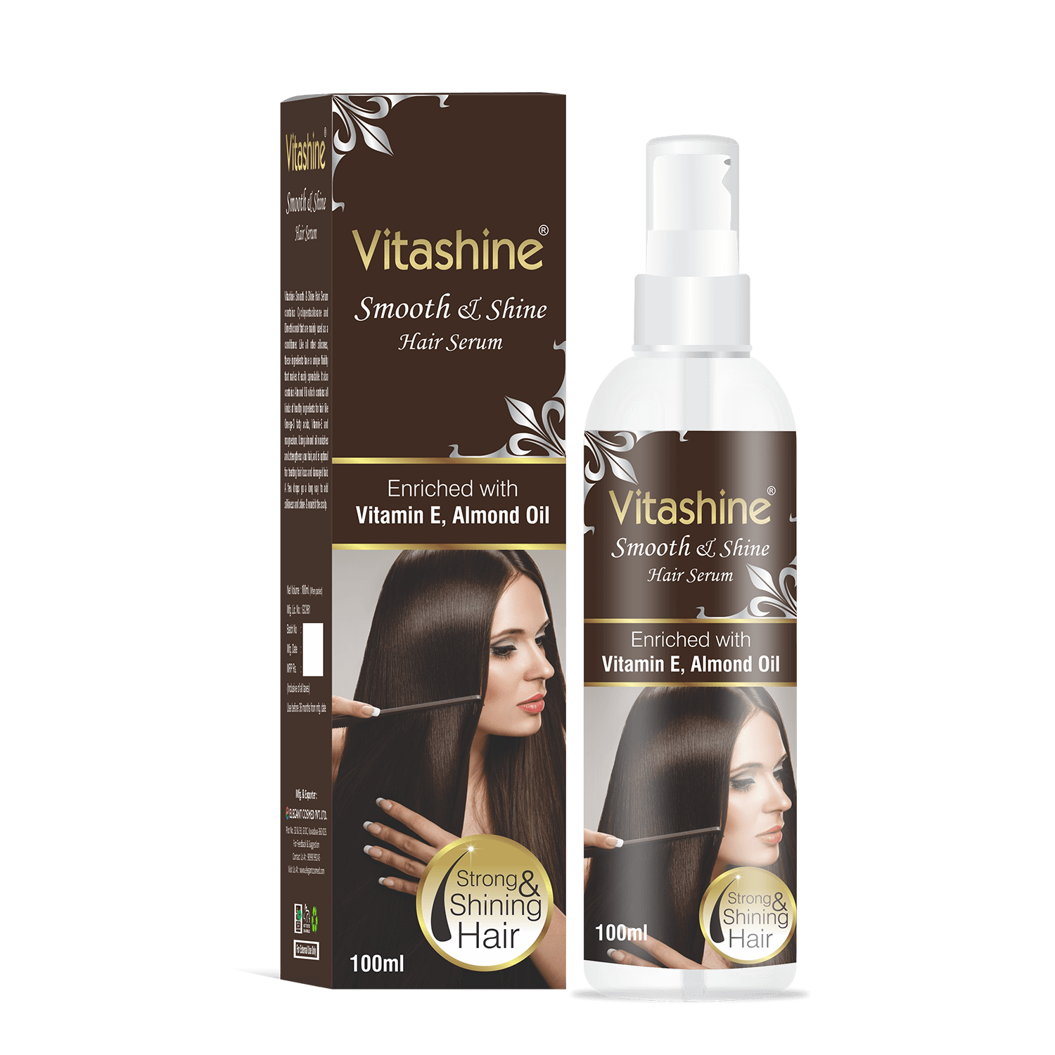 Vitashine Smooth & Shine Hair Serum - Almond Oil Enriched | Anti-dandruff, Smoothens Scalps, Straightens Hair