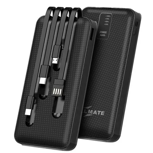 Dx-09 20000mAh पावर बैंक में बिल्ट केबल