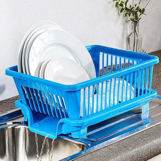 Plastic Sink Dish Drainer Drying Rack With Brown Box