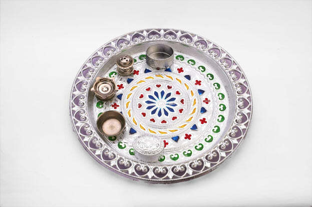 Silver Plated Laxmi And Ganesh Pooja Thali Set