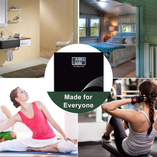 Bathroom Black Weight - Toughened Glass, 11x11 Inch | 180 Kg Capacity, Auto Power-off, Auto Zero, Low Battery & Overload Indication