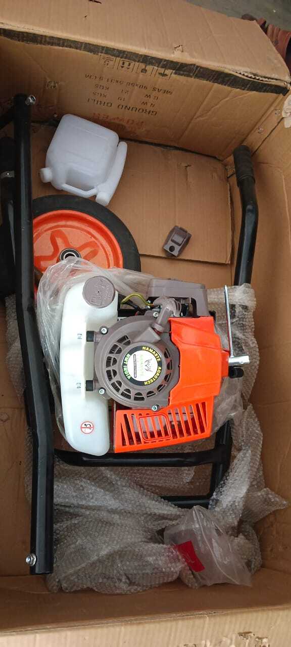 Earth Auger Machine - 71cc 2-stroke Engine, 14.5kg Metal Body | Semi-automatic, 8500 Rpm, Orange Finish