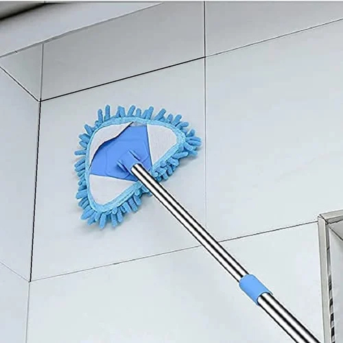 Foldable Triangle Shape Fan Cleaning Mop - Color: Silver