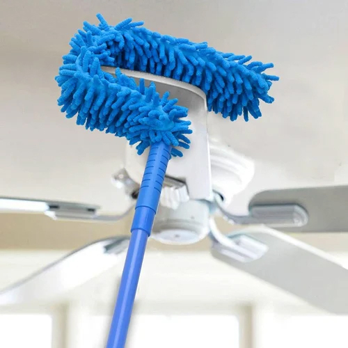 Blue Fan Cleaner Plastic Brush With Long Rod Flexible Fan Cleaning Mop