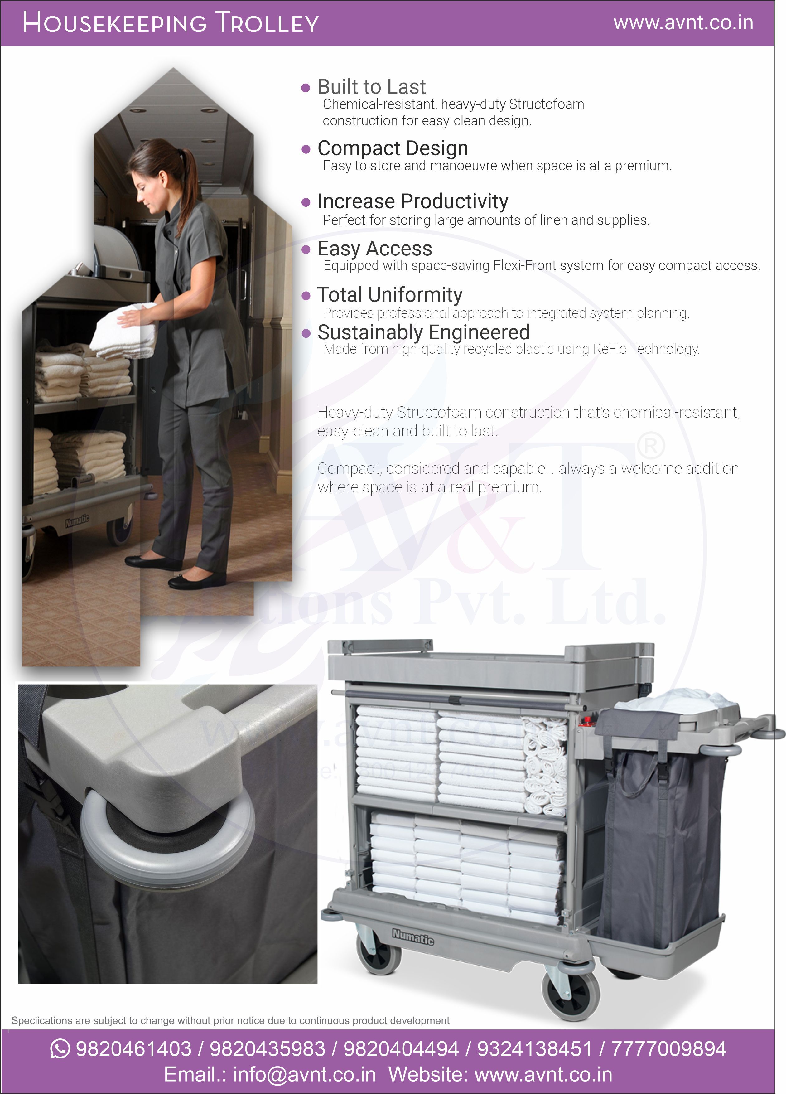 Housekeeping Mini Trolley Application: Industrial