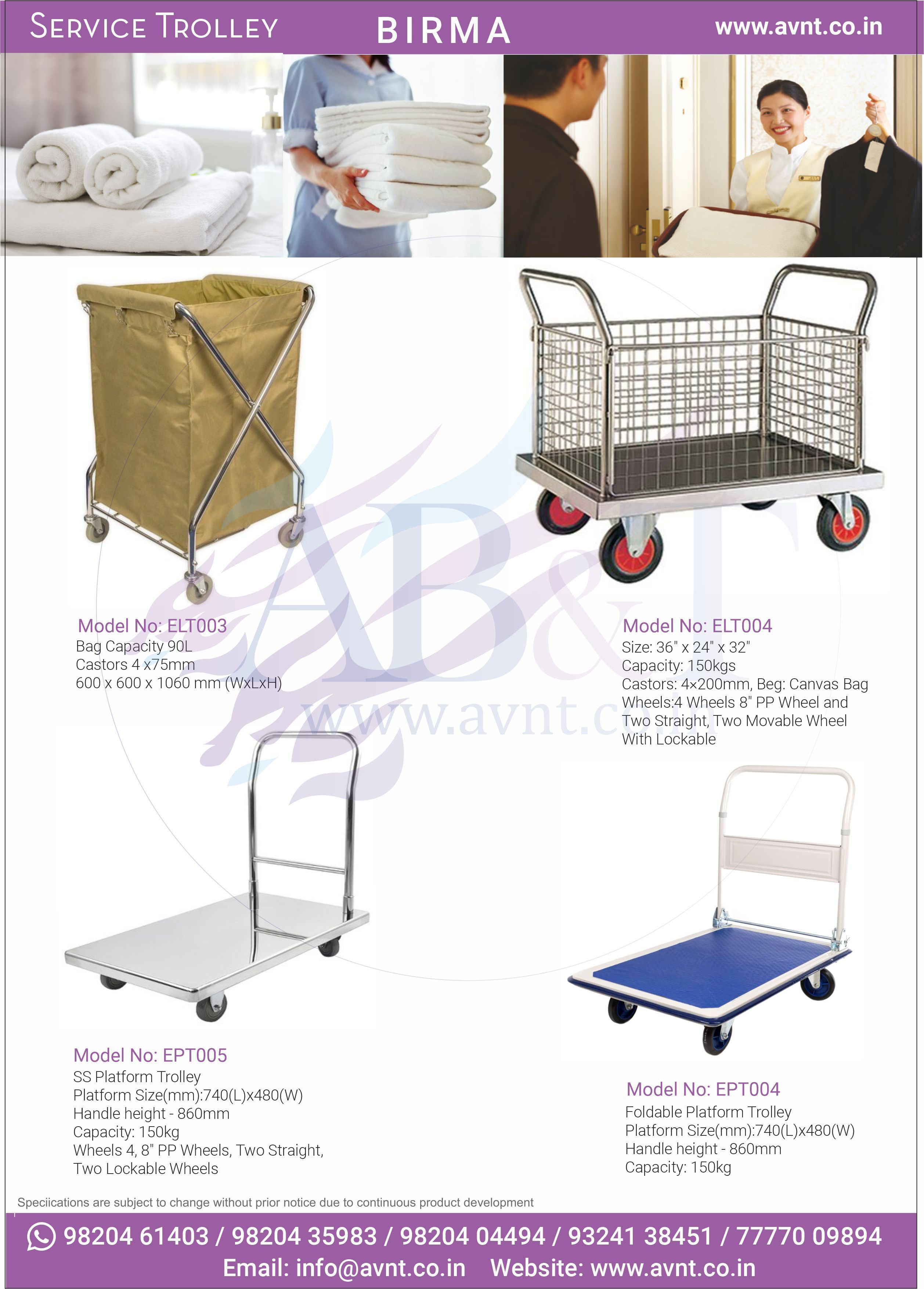 Housekeeping Mini Trolley Application: Industrial