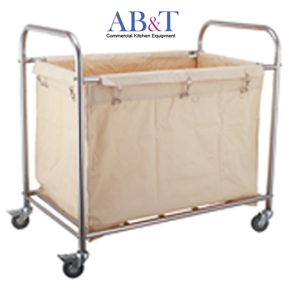 Laundry Trolley - Stainless Steel, 900x650x850mm Dimensions, Blue/gray Color | 200kg Loading Capacity, 4x8" Pp Wheels With Lockable Feature, Includes Canvas Bag
