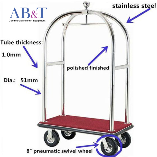 Stainless Steel Platform Trolley Cart - Versatile And Durable Design, Smooth-rolling Wheels For Efficient Hotel Logistics