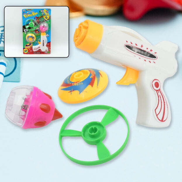 Flash And Sound Super Speed Spinner Gun Set For Kids - Plastic, 28x17x6 Cm, Multi Color | Engaging Spinner & Toy Gun Combo For Kids, Enhances Coordination & Social Play