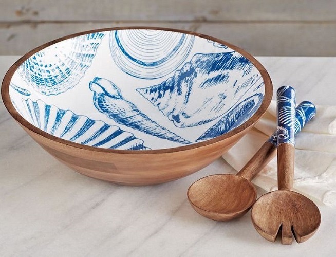 Wooden Fruit Bowl - 9x4 Inches | Antique Imitation Style, Painted Enamel Finish, Customized Packaging & Colors, Floral Theme