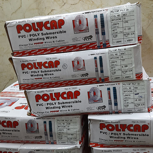 Polycap Submersible Winding Wires - Copper Material, Various Sizes, White Color | 220-440 Volt Rated Voltage, Durable & High Performance