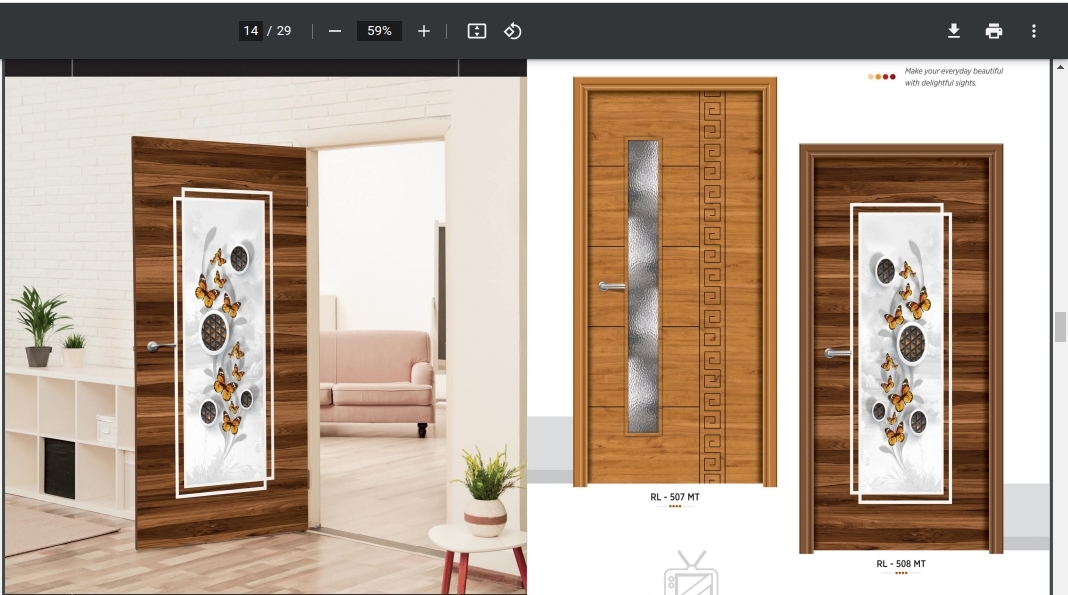 Digital Laminated Doors - Color: Wooden Finish