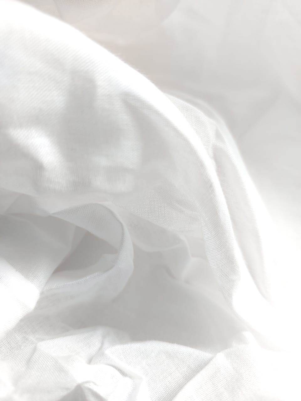 100% Pure White Cotton Fabric - Attributes: Washable