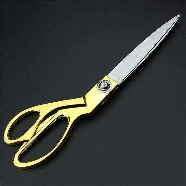 Stainless Steel Tailoring Scissor Sharp Cloth Cutting For Professionals - Stainless Steel, 29x10x3 Cm, Silver & Gold Plated Handle | Ultra-sharp Blades, Multipurpose For Fabrics, Leather, And Cardboard