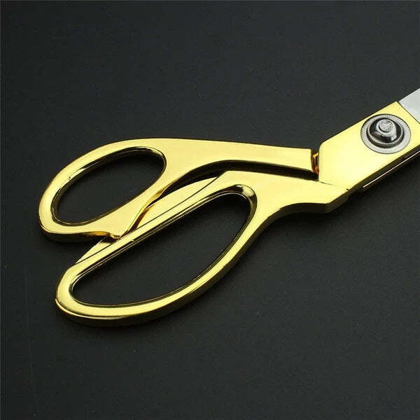 Stainless Steel Tailoring Scissor Sharp Cloth Cutting For Professionals - Stainless Steel, 29x10x3 Cm, Silver & Gold Plated Handle | Ultra-sharp Blades, Multipurpose For Fabrics, Leather, And Cardboard
