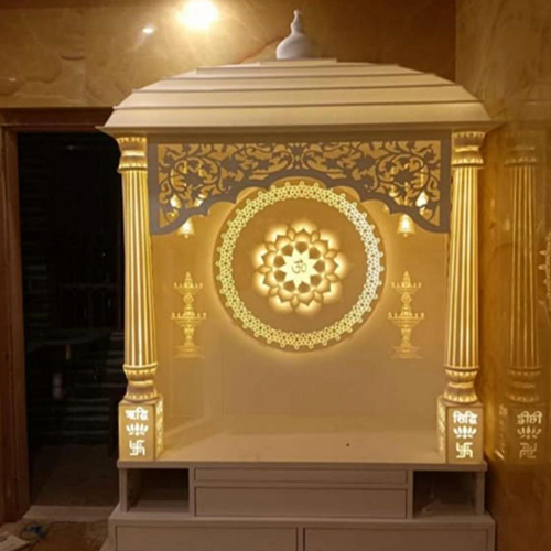 White Shree Krishna 3d Corian Mandir