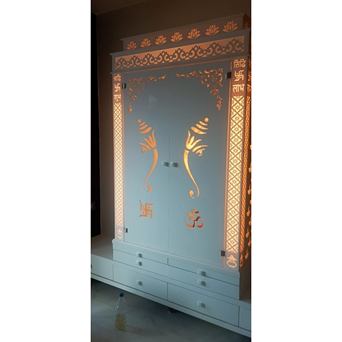 White Shree Krishna 3d Corian Mandir