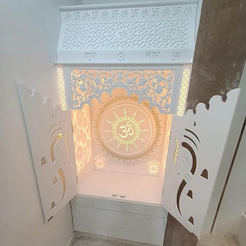 White Shree Krishna 3d Corian Mandir