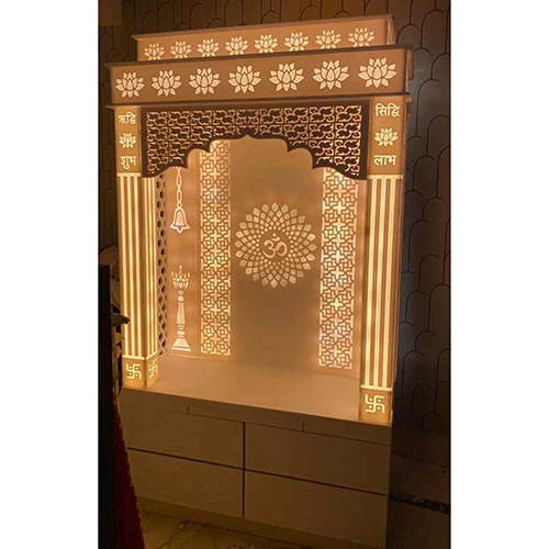 White Shree Krishna 3d Corian Mandir