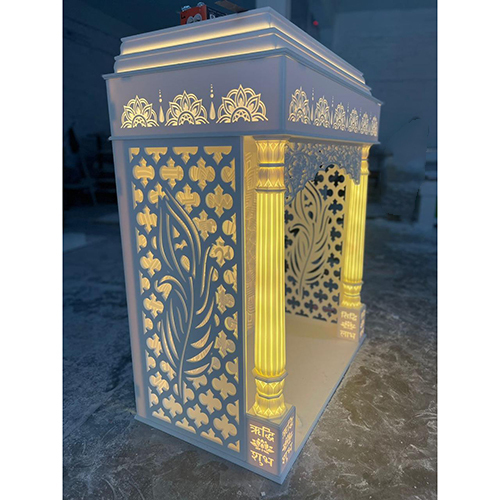 White Modern 3d Corian Mandir