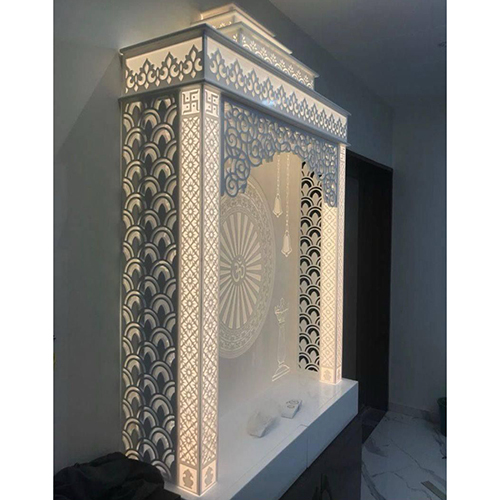 White Modern 3d Corian Mandir