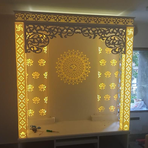 White Modern 3d Corian Mandir