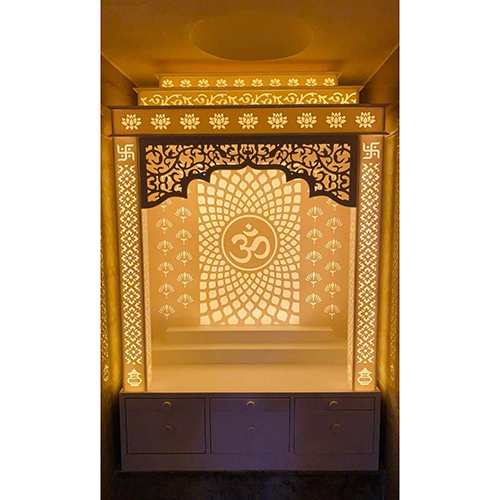 White Modern 3d Corian Mandir