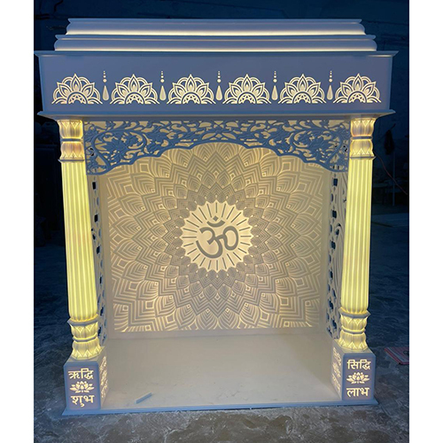White Modern 3d Corian Mandir
