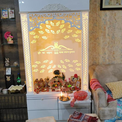 Corian Pooja Mandir - Solid Surface Material, Different Sizes Available, Elegant White Finish | Durable, Easy To Maintain, Heat And Stain Resistant, Non-porous, Bacteria Resistant