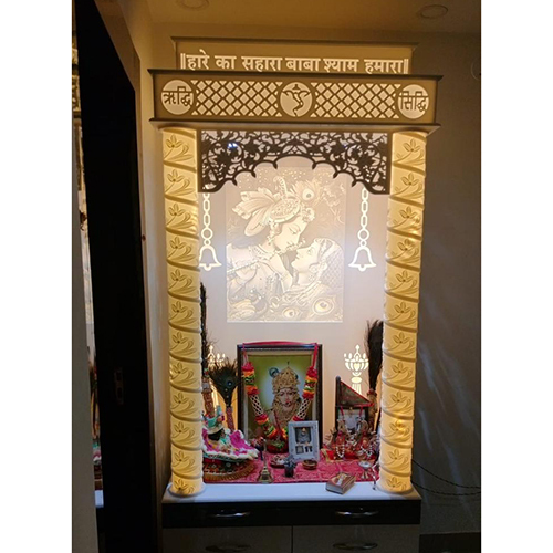 Corian Pooja Mandir - Solid Surface Material, Different Sizes Available, Elegant White Finish | Durable, Easy To Maintain, Heat And Stain Resistant, Non-porous, Bacteria Resistant