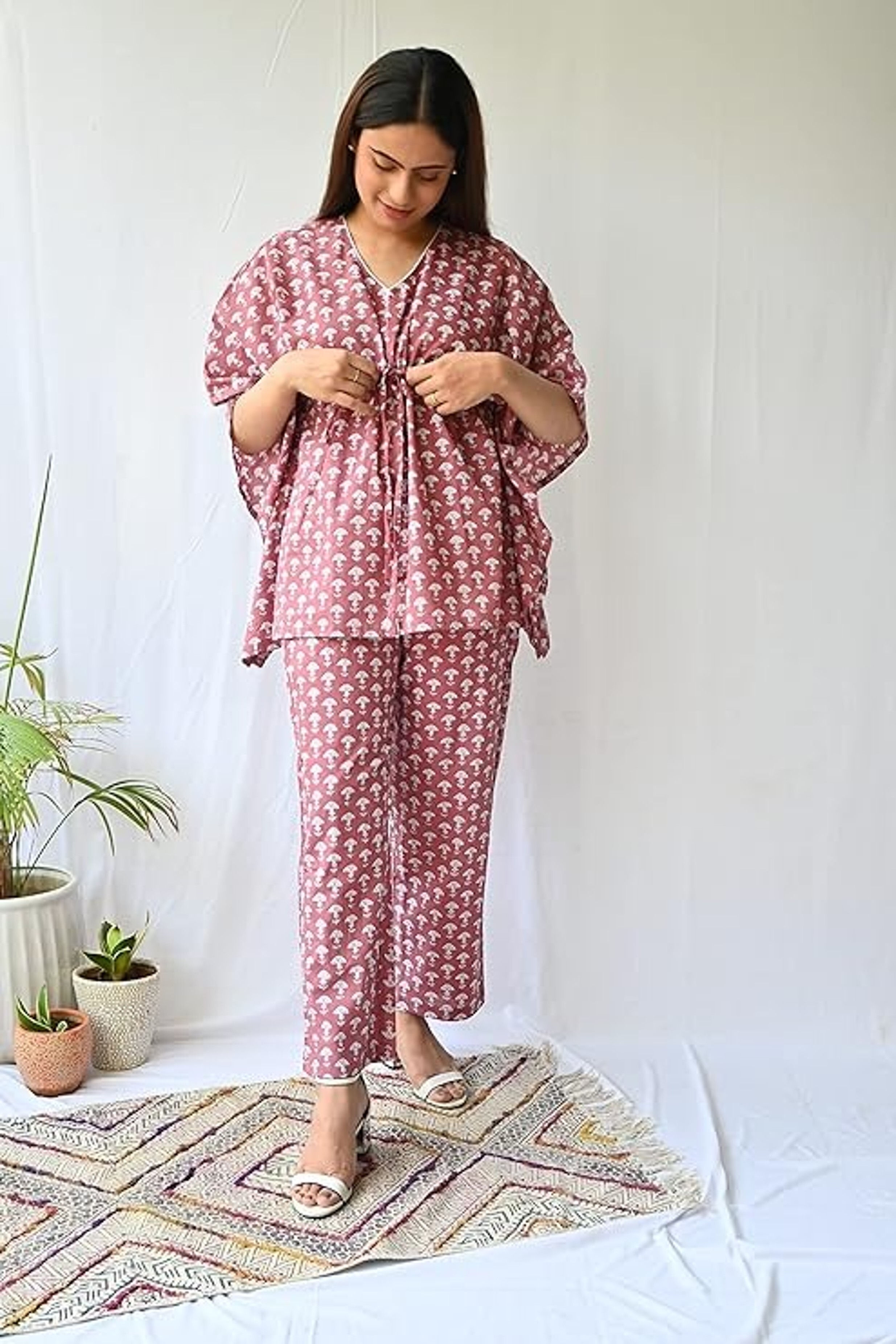 Ladies Kaftan Dresses - Printed Casual Style , Short Sleeves In All Sizes Xs-xxl