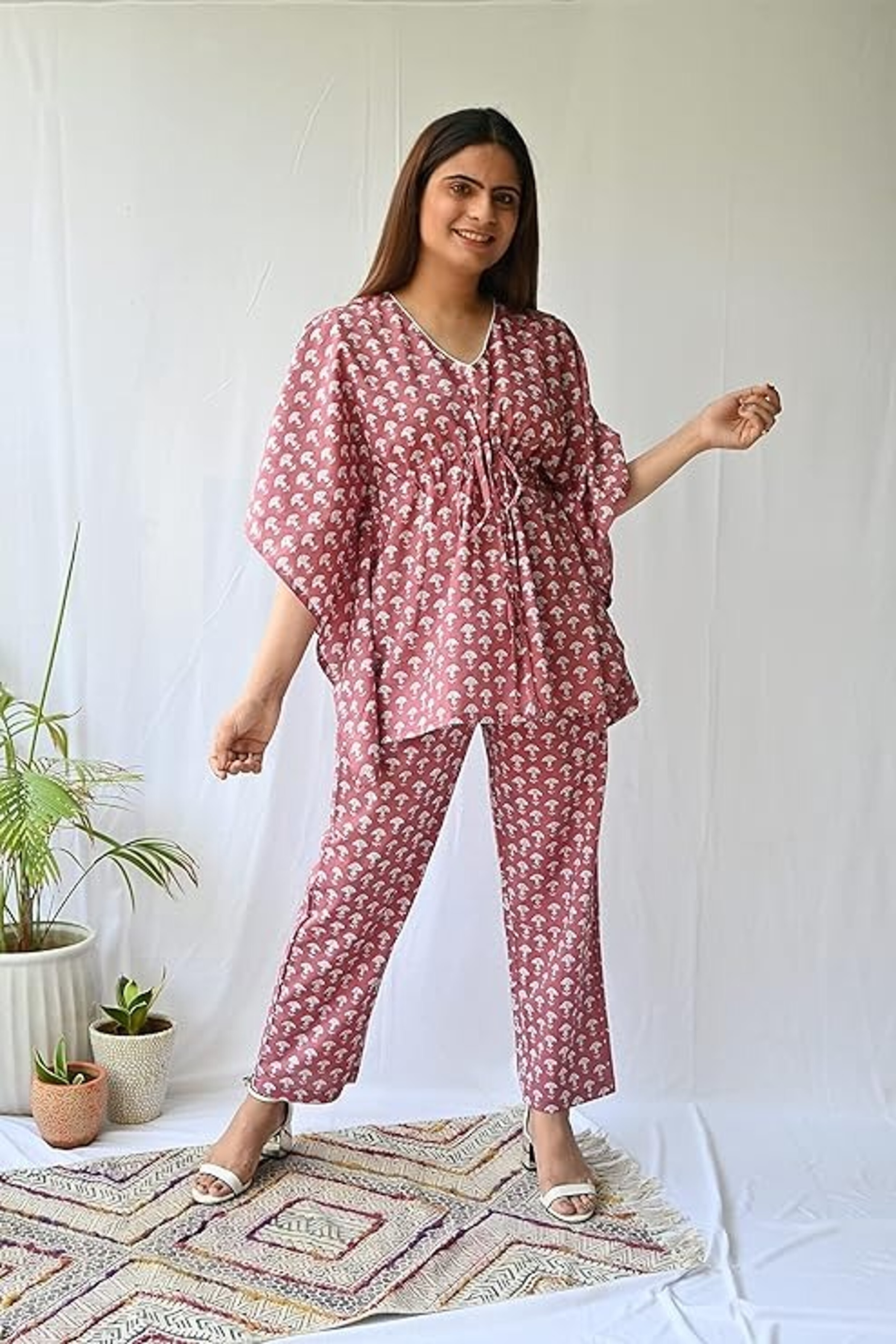 Ladies Kaftan Dresses - Printed Casual Style , Short Sleeves In All Sizes Xs-xxl