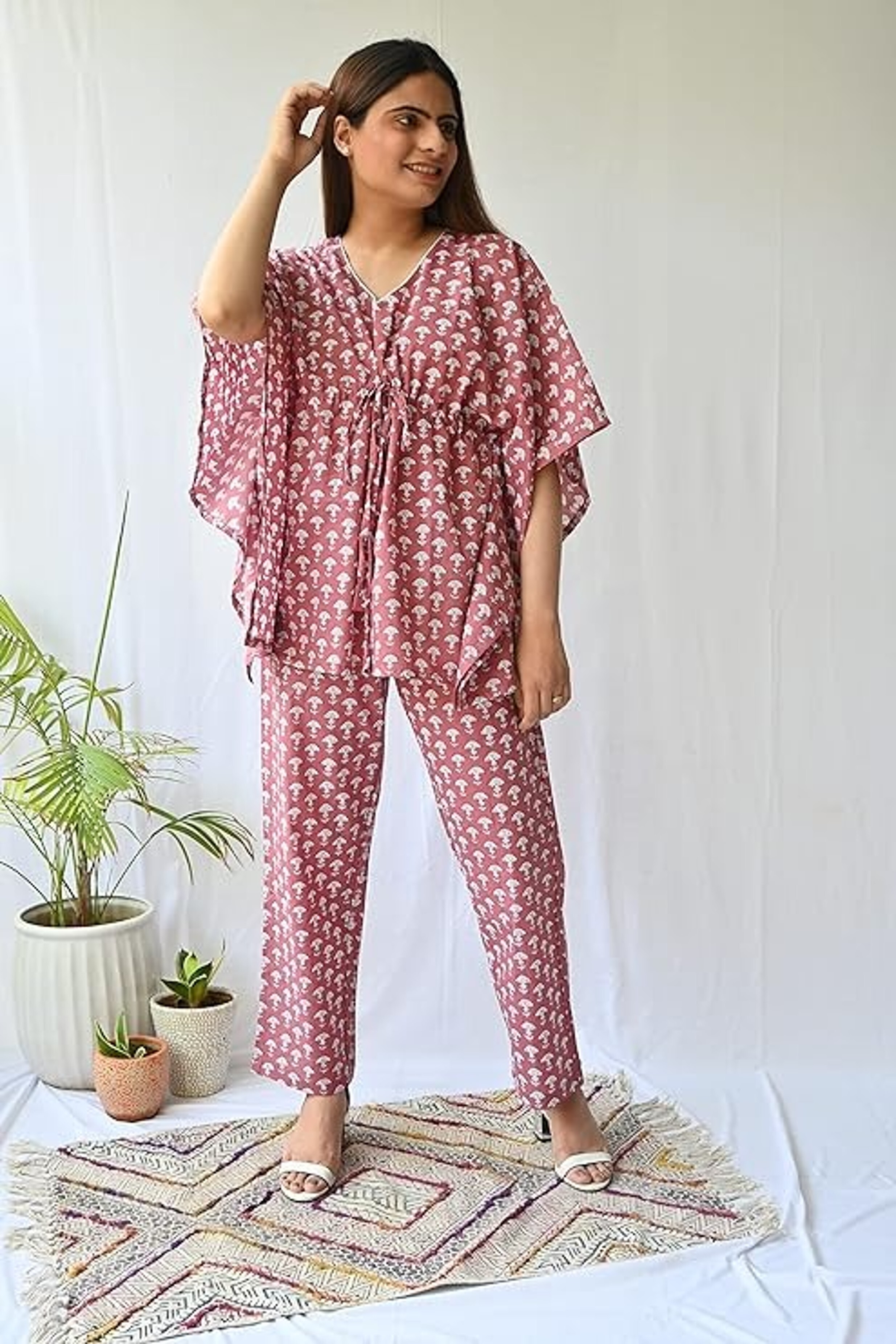 Ladies Kaftan Dresses - Printed Casual Style , Short Sleeves In All Sizes Xs-xxl