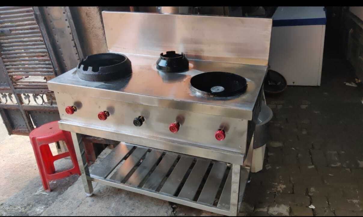 Used Chinese Double Burner Range - Color: Silver