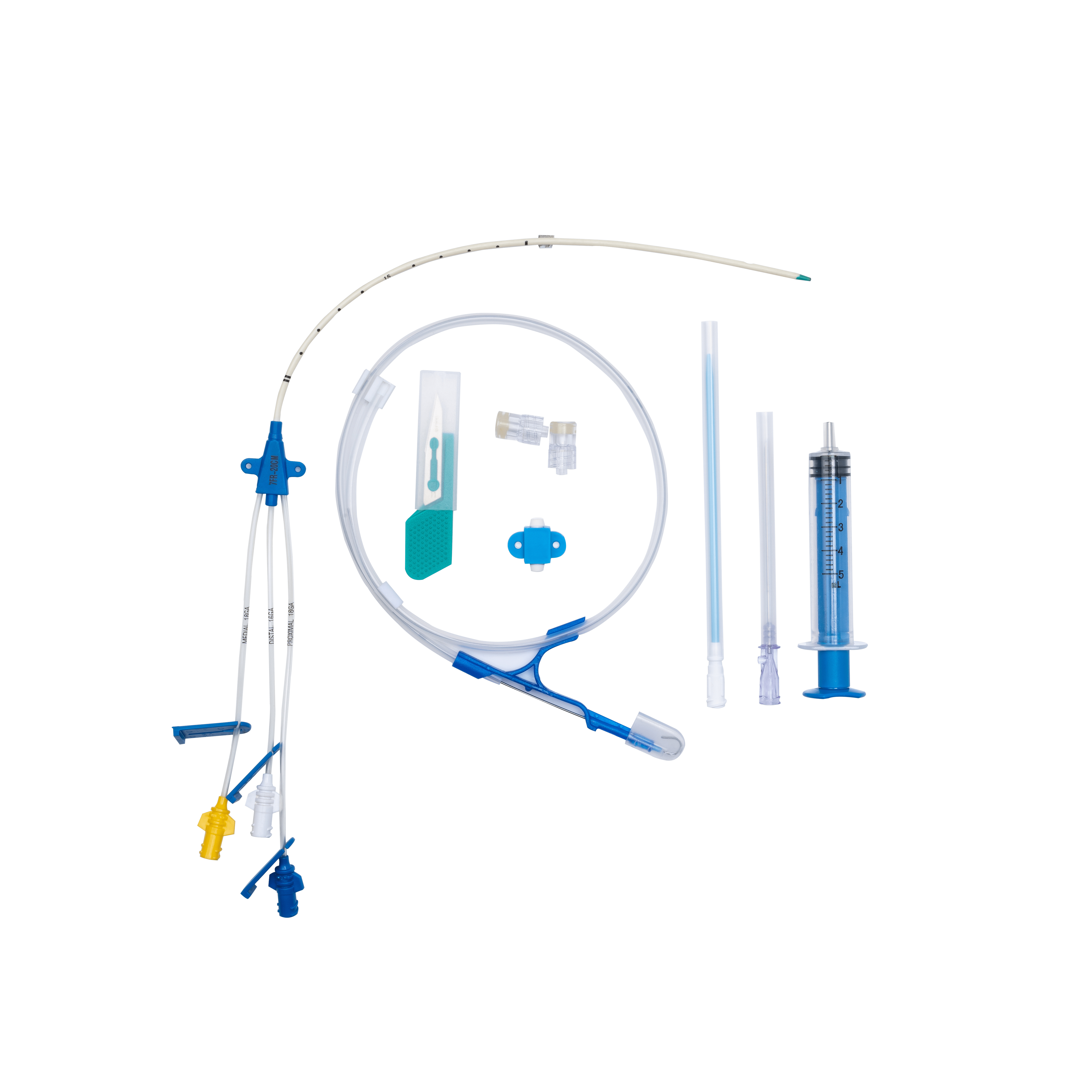 White Hospital Efficiency 7fr 13cm Triple Lumen Cvc Catheter Kit Secure Access Easy Monitor
