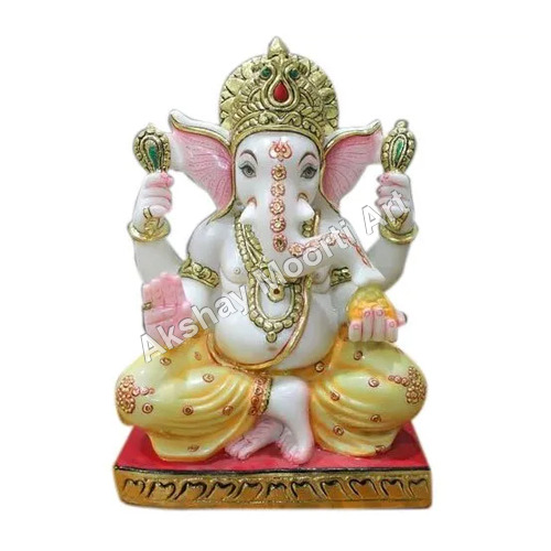 चमकदार संगमरमर गणेश मूर्ति