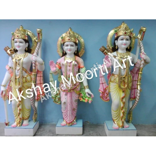 1 फीट पॉलिश्ड मार्बल राम दरबार मूर्ति