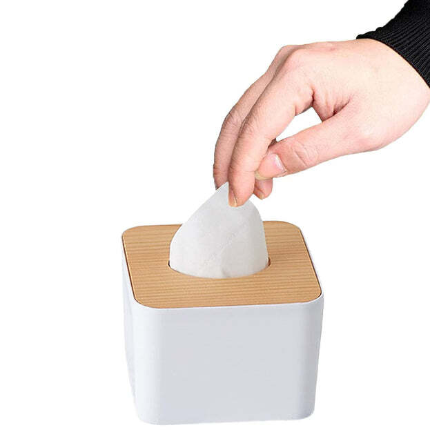 Tissue Box Desktop Stand Bamboo Tissue Cover Box Rectangular Paper Towel Holder Removable Tissue Dispenser For Bathroom Vanity Countertop Bedroom Car Holder Paper Towels Dispenser