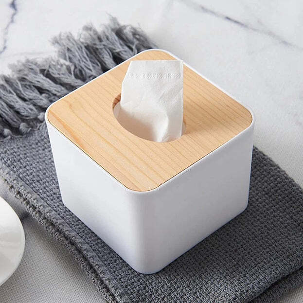 Tissue Box Desktop Stand Bamboo Tissue Cover Box Rectangular Paper Towel Holder Removable Tissue Dispenser For Bathroom Vanity Countertop Bedroom Car Holder Paper Towels Dispenser