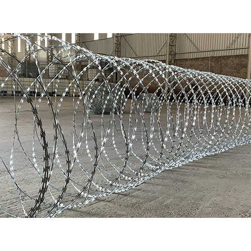 Silver Boundary Wall Fencing Concertina Coil