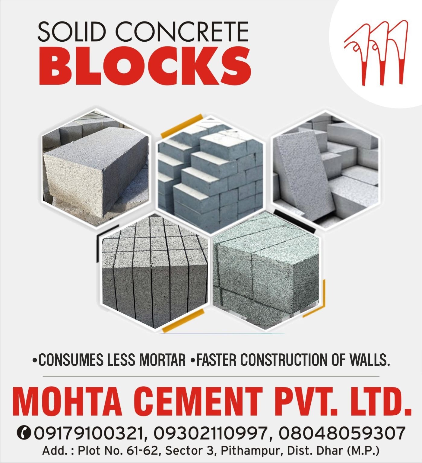 Solid Concrete Block - High-strength Reinforced Concrete, Durable And Weather-resistant Engineering Solution