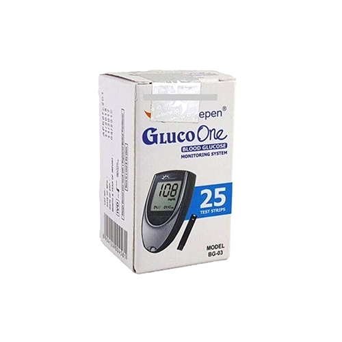 BG-03 Gloco One Blood Glucose Monitoring System With 25 Test Strips - Plastic Material , Accurate Measurements, Large Display, Memory Storage, Compact Design