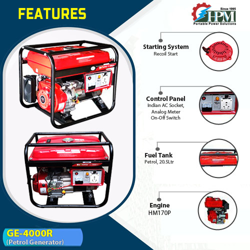 3.5 Kva Petrol Generator Model Ge 4000r Petrol Run Recoil Start