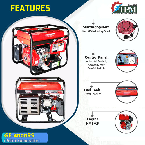 Petrol Generator 3.5 Kva Model Ge 4000rs Recoil And Self Start