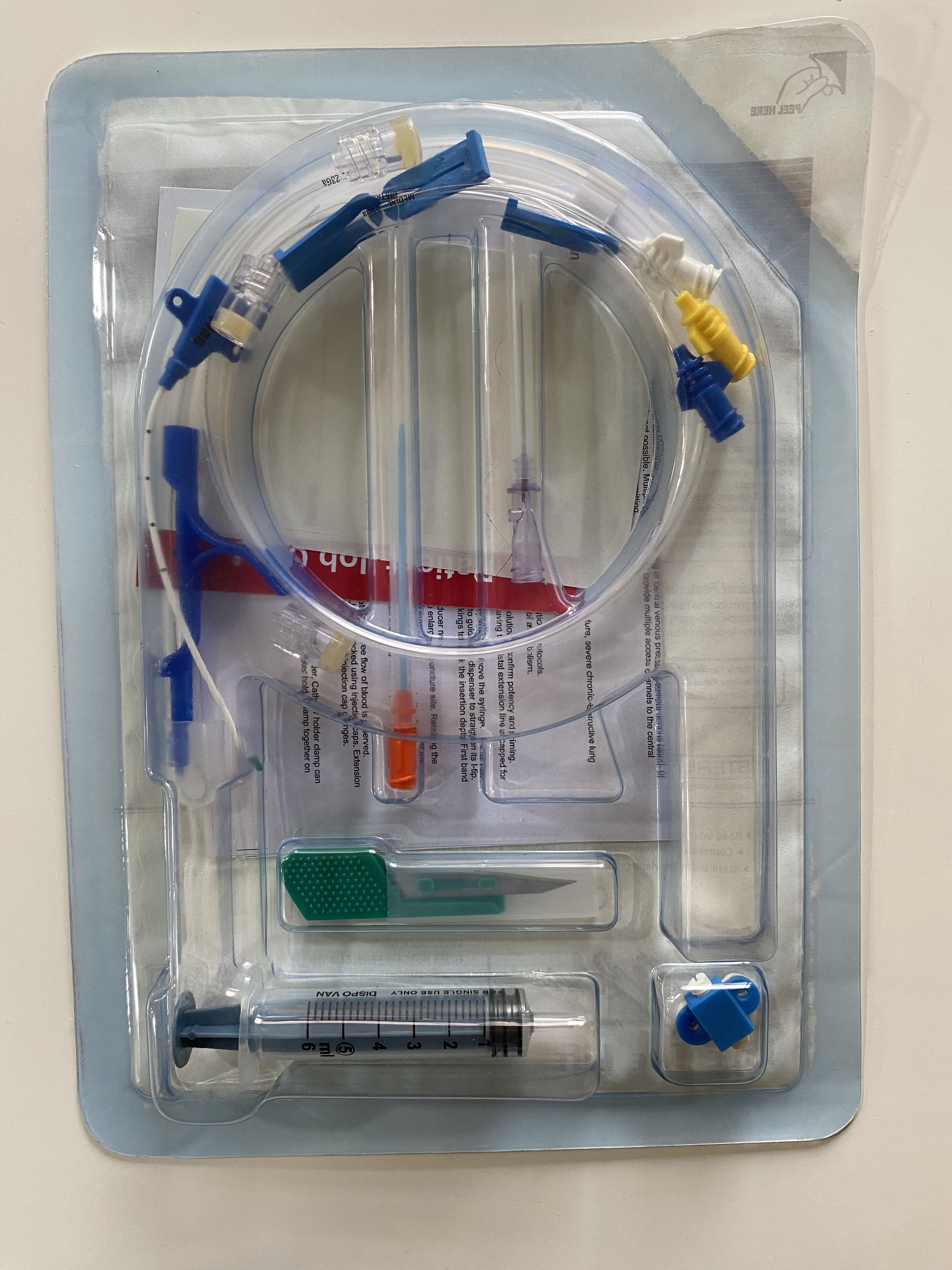 White Hospital Efficiency 7fr 20cm Triple Lumen Cvc Catheter Kit Secure Access Easy Monitor