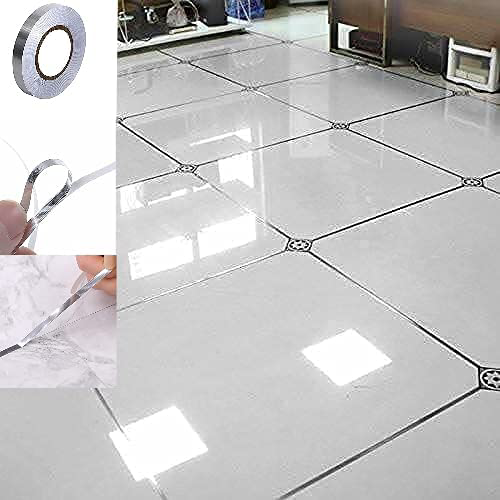 Silver Tape 1 Cm - Pvc, 1x45 Cm, Silver | Strong Adhesive, Waterproof, Diy-friendly, Versatile For Creative Tile Enhancements
