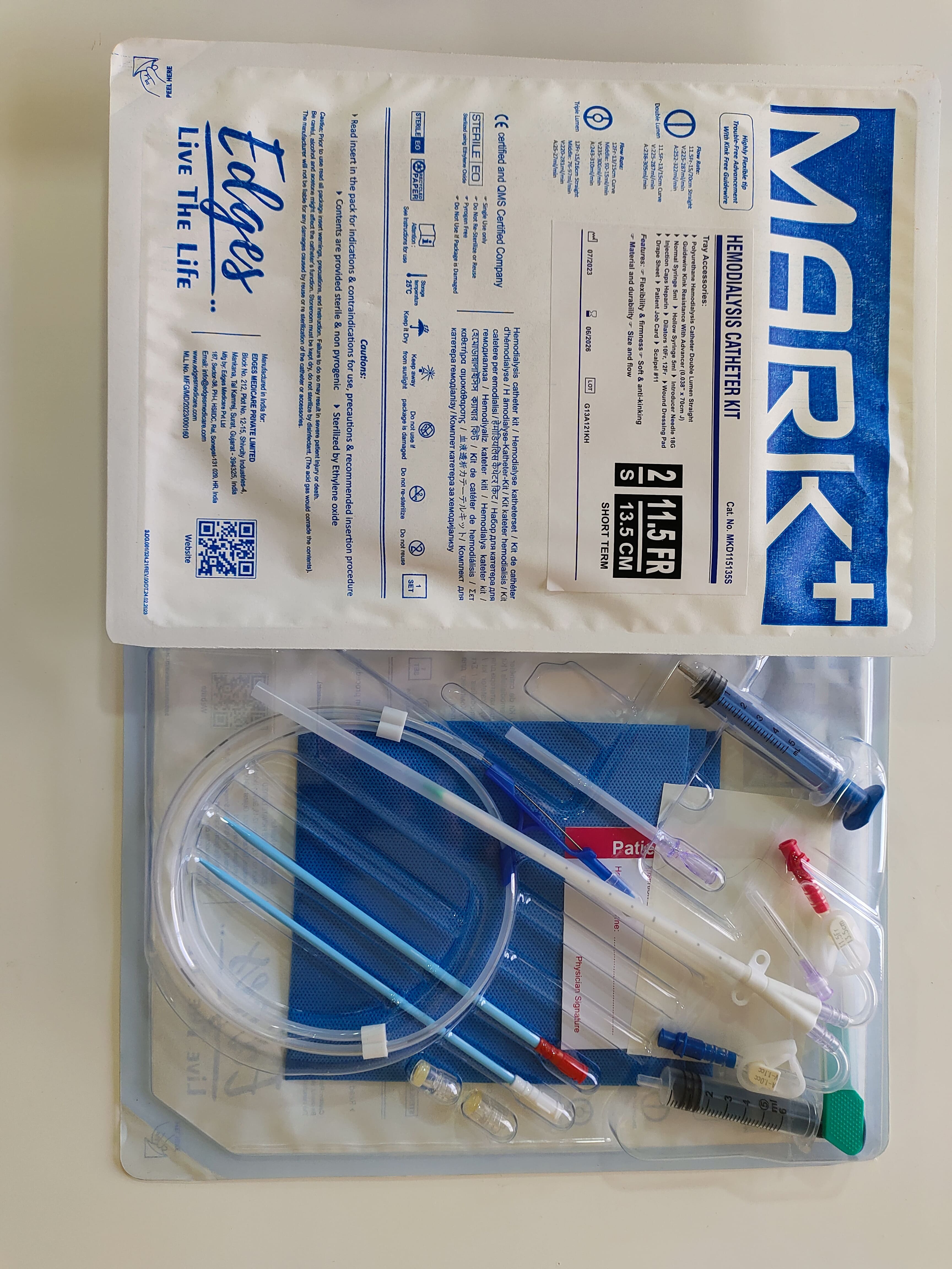 Dialysis Double Lumen Catheter - Color: White